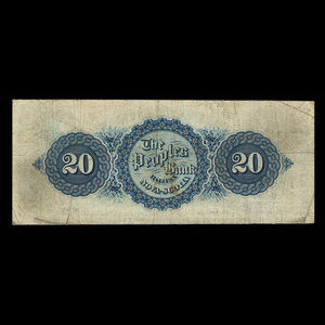 Canada, People's Bank of Halifax, 20 dollars : November 1, 1898