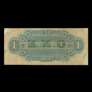 Canada, Molsons Bank, 1 piastre : October 1, 1855