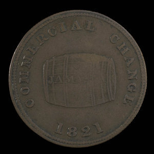 Canada, unknown, 1/2 penny : 1821