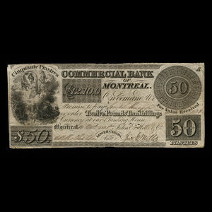 Canada, Commercial Bank of Montreal, 50 dollars : October 10, 1835