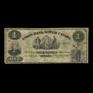 Canada, Union Bank of Lower Canada, 1 dollar : March 1, 1866