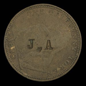 Canada, unknown, 1/2 penny : 1820