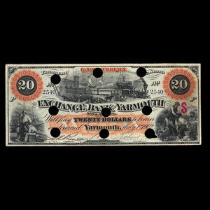 Canada, Exchange Bank of Yarmouth, 20 dollars : July 1, 1902