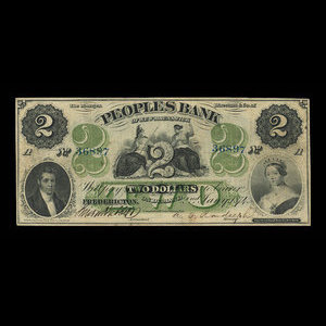 Canada, Peoples Bank of New Brunswick, 2 dollars : January 2, 1874