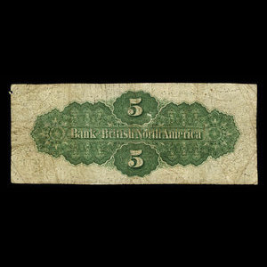 Canada, Bank of British North America, 5 dollars : July 3, 1877