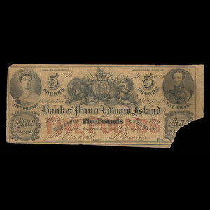 Canada, Bank of Prince Edward Island, 5 pounds : August 15, 1856