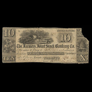 Canada, Farmer's Joint Stock Banking Co., 10 dollars : December 1830