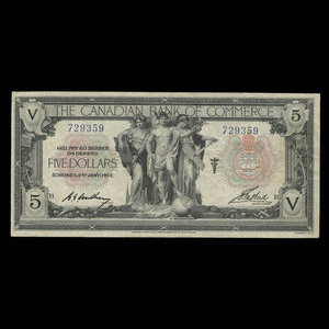 Canada, Canadian Bank of Commerce, 5 dollars : January 2, 1917