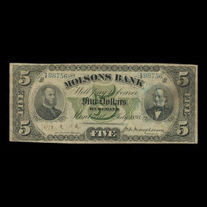 Canada, Molsons Bank, 5 dollars : July 2, 1898