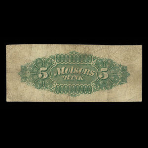 Canada, Molsons Bank, 5 dollars : July 2, 1898