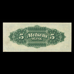 Canada, Molsons Bank, 5 dollars : July 3, 1899