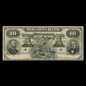 Canada, Molsons Bank, 10 dollars : July 2, 1898