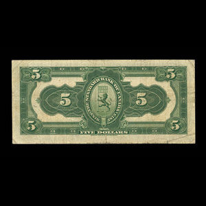 Canada, Standard Bank of Canada, 5 dollars : January 2, 1918