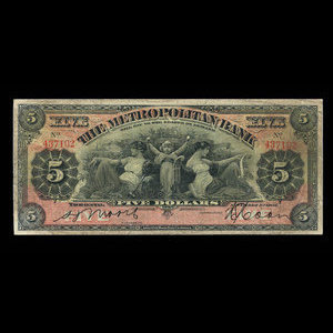 Canada, Metropolitan Bank (The), 5 dollars : November 5, 1902