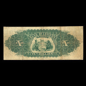 Canada, Bank of London in Canada, 10 dollars : December 1, 1883