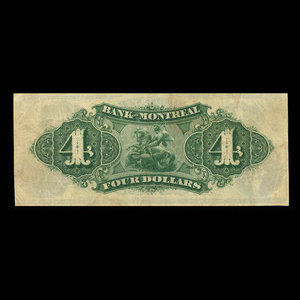 Canada, Bank of Montreal, 4 dollars : February 6, 1871