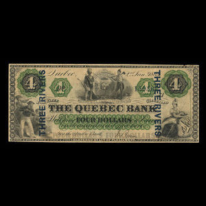 Canada, Quebec Bank, 4 dollars : January 2, 1863