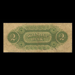 Canada, Molsons Bank, 2 dollars : October 1, 1857