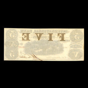 Canada, International Bank of Canada, 5 dollars : September 15, 1858