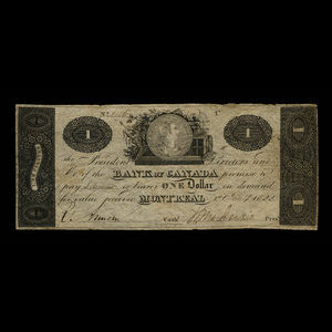 Canada, Bank of Canada, 1 dollar : January 1, 1822