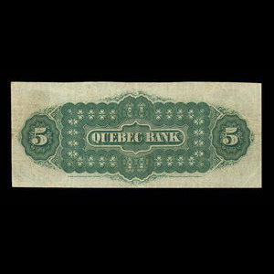 Canada, Quebec Bank, 5 dollars : January 3, 1888