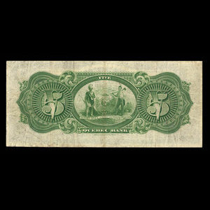 Canada, Quebec Bank, 5 dollars : June 1, 1908