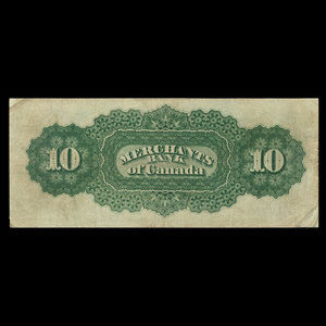 Canada, Merchants Bank of Canada (The), 10 dollars : July 2, 1886