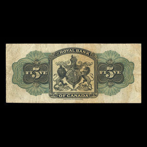 Canada, Royal Bank of Canada, 5 dollars : January 2, 1901