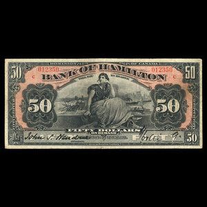 Canada, Bank of Hamilton, 50 dollars : June 1, 1914