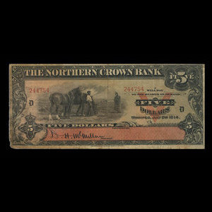 Canada, Northern Crown Bank, 5 dollars : July 2, 1914