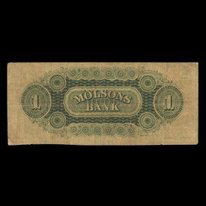 Canada, Molsons Bank, 1 dollar : October 1, 1857