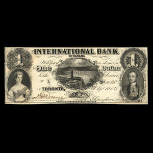 Canada, International Bank of Canada, 1 dollar : September 15, 1858