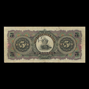 Canada, Sovereign Bank of Canada, 5 dollars : May 1, 1902