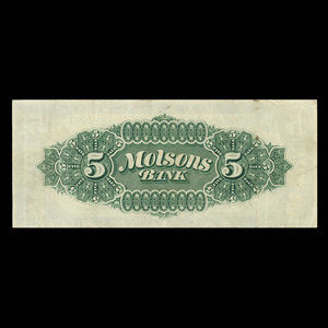 Canada, Molsons Bank, 5 dollars : January 2, 1900