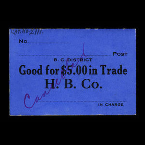 Canada, Hudson's Bay Company, 5 dollars : 1927