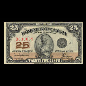 Canada, Dominion of Canada, 25 cents : July 2, 1923