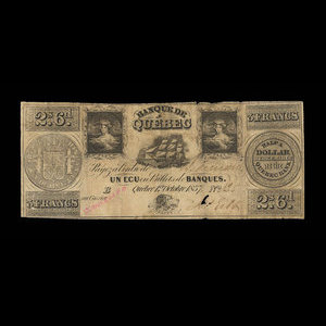 Canada, Quebec Bank, 1 ecu : October 1, 1837