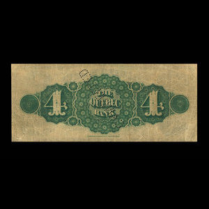 Canada, Quebec Bank, 4 dollars : October 1, 1870