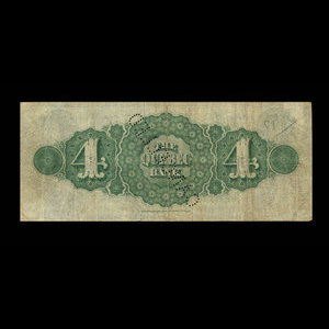 Canada, Quebec Bank, 4 dollars : January 2, 1873