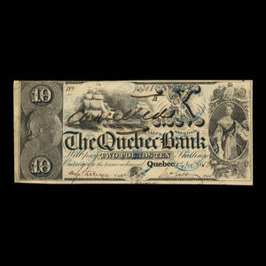 Canada, Quebec Bank, 10 dollars : November 1, 1853