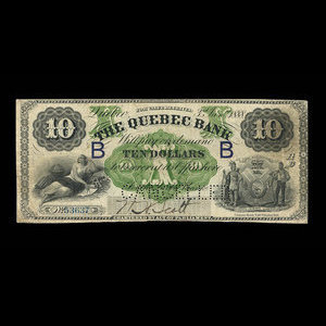 Canada, Quebec Bank, 10 dollars : January 3, 1888