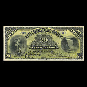 Canada, Quebec Bank, 20 dollars : January 3, 1911