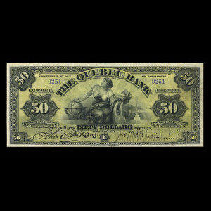 Canada, Quebec Bank, 50 dollars : January 3, 1911