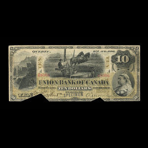 Canada, Union Bank of Canada (The), 10 dollars : August 2, 1886