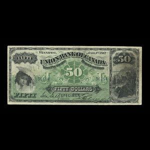 Canada, Union Bank of Canada (The), 50 dollars : July 1, 1912