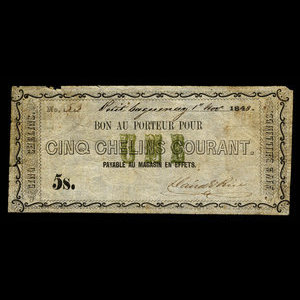 Canada, William Price & Son, 5 shillings : November 1, 1848