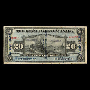 British Guiana, Royal Bank of Canada, 20 dollars : January 2, 1913