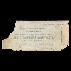 Canada, William Price & Son, 5 shillings : June 10, 1851