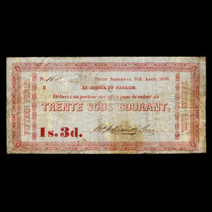 Canada, William Price & Son, 30 sous : August 31, 1850