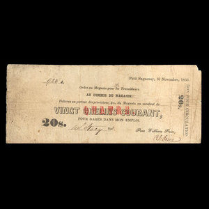 Canada, William Price & Son, 20 shillings : November 10, 1853